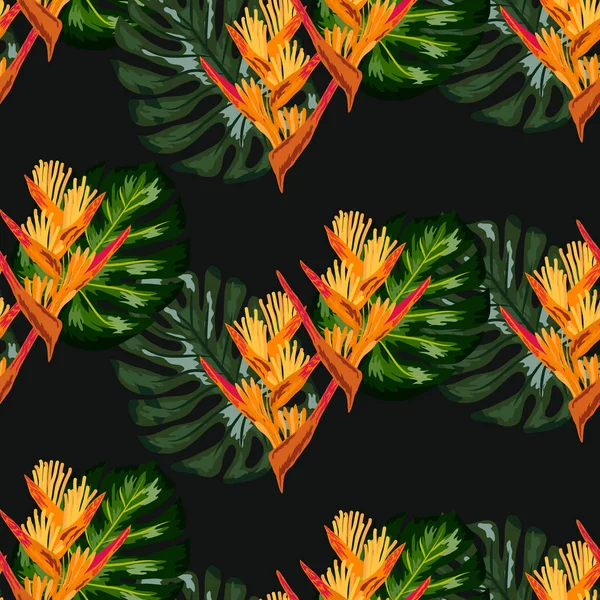 Ομαλή ταπετσαρία μοτίβο καλοκαίρι ζούγκλα τέχνης σε μοντέρνο στυλ του χεριού-σχέδιο — Διανυσματικό Αρχείο