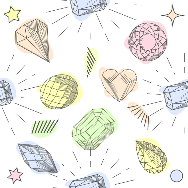 Nahtlose Pastelldiamanten-Muster. Hintergrund mit bunten Edelsteinen. — Stockvektor