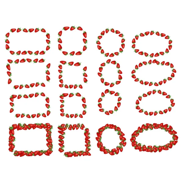 Couronne de cadre de fraise juteuse. Santé dessert manger fraises fond — Image vectorielle