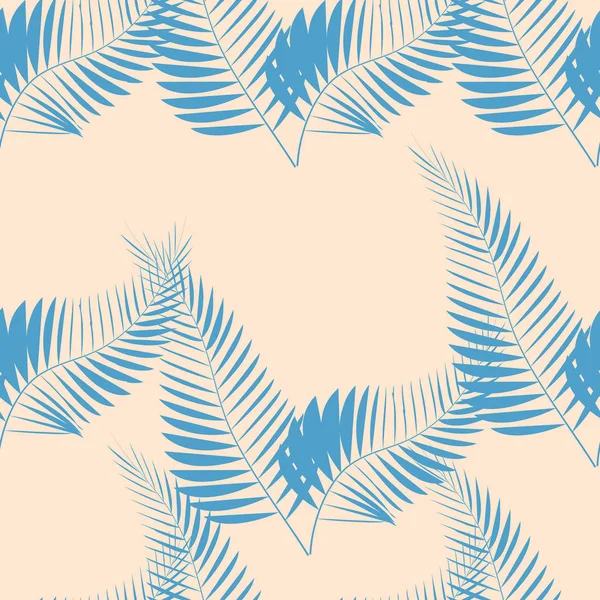 Hojas de palma tropical, hoja de la selva sin costuras fondo floral — Vector de stock