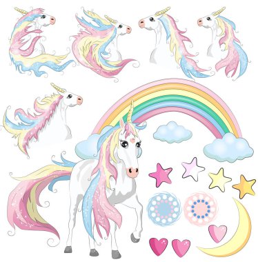 Kız Bebek Tek boynuzlu At Defteri Seti. Scrapbooking. Dekoratif Unsurlar. Etiketler. Etiket. Etiketler.