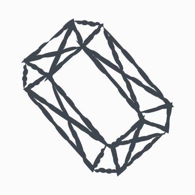 Grunge Diamond simgesi beyaz arka plan üzerinde izole. Mücevher sembolü. Taş taşı.