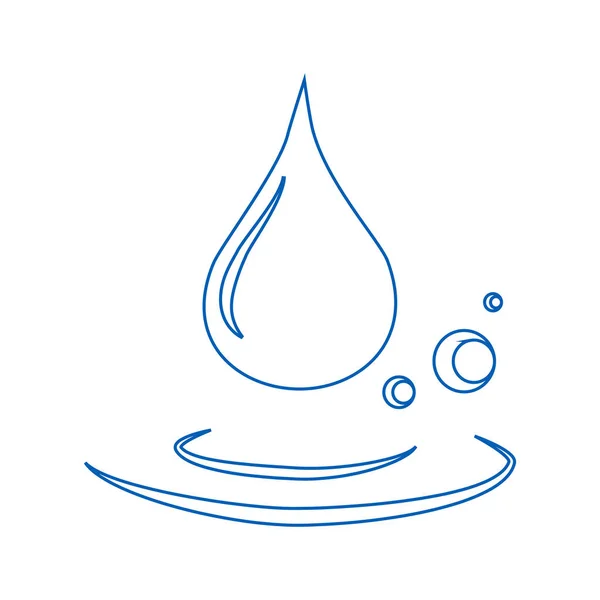 물 방울과 유출. 블루 워터 드롭 및 물 유출. — 스톡 벡터