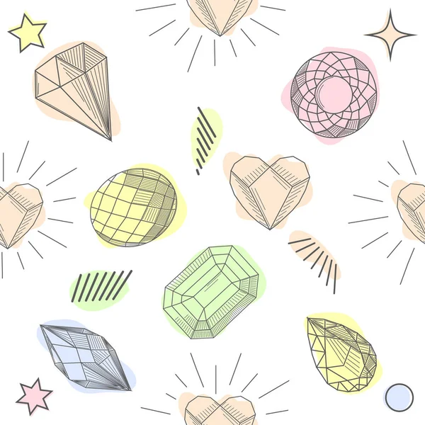 Sömlös pastell diamanter mönster. bakgrund med färgglada ädelstenar. — Stock vektor