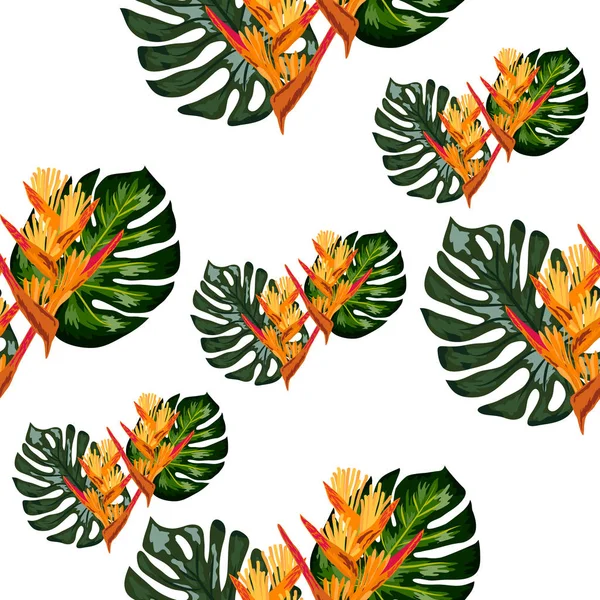 无缝壁纸模式夏季丛林艺术在手工绘图的时尚风格 — 图库矢量图片