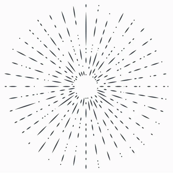Sun burst, ster burst Sunshine. Stralen uit het midden van dunne balken, lijnen. Design element voor logo, borden — Stockvector