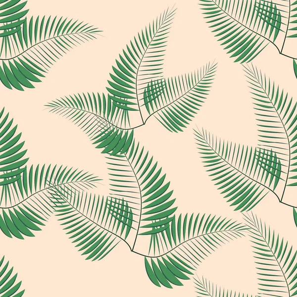 Piękny bezszwowy tropikalny dżungla kwiatowy wzór tło z liści palmy — Wektor stockowy