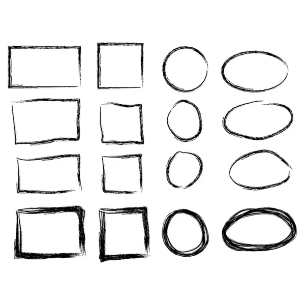 Hand getekende frames. Vintage doodle schetsfoto frame doodle etiketten — Stockvector