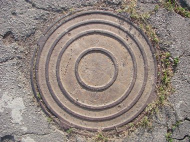 Dökme demir rögar kapağı veya sokakta ki çukur kapağı