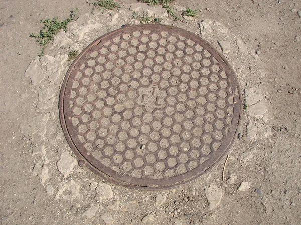 Cast Iron Manhole Cover Gully Cover Street — Stock Photo, Image