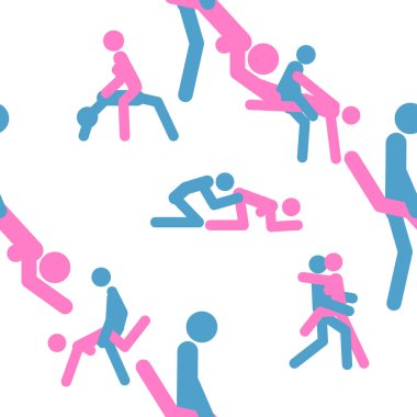 Kama Sutra, kusursuz desen, tasarım, poster, kumaş. Kamasutra, sevişmek için yarım yamalak pozlar. Hazır ol. Ayakta duran konumlar