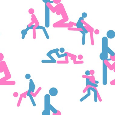 Kama Sutra, kusursuz desen, tasarım, poster, kumaş. Kamasutra, sevişmek için yarım yamalak pozlar. Hazır ol. Ayakta duran konumlar
