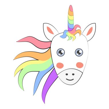 Şirin tek boynuzlu at kafası. İskandinav tarzı sanat, modern tasarım. Dekor ögeleri