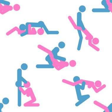 Kama Sutra, kusursuz desen, tasarım, poster, kumaş. Kamasutra, sevişmek için yarım yamalak pozlar. Hazır ol. Ayakta duran konumlar