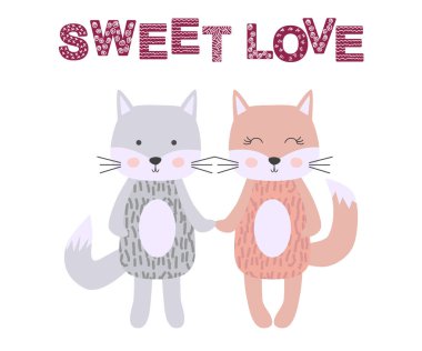 Tatlı aşk. İskandinav tarzında bir çift kedi.