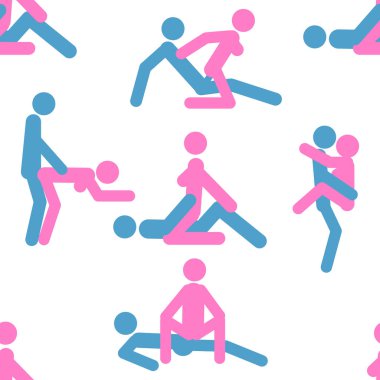 Kama Sutra, kusursuz desen, tasarım, poster, kumaş. Kamasutra, sevişmek için yarım yamalak pozlar. Hazır ol. Ayakta duran konumlar