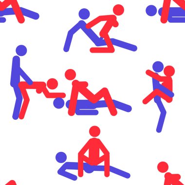 Kama Sutra, kusursuz desen, tasarım, poster, kumaş. Kamasutra, sevişmek için yarım yamalak pozlar. Hazır ol. Ayakta duran konumlar