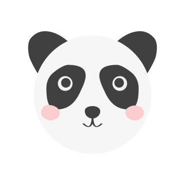 Panda portresi, çocuk sanatı, vahşi kutup hayvanı. Dekor malzemeleri, çıkartma, kartpostal. İskandinav Tasarımı