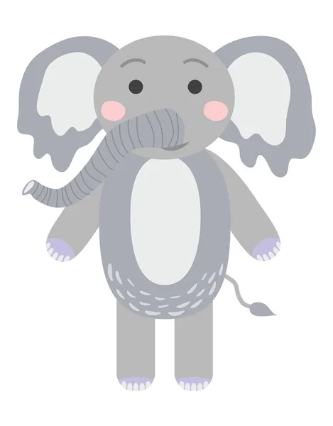 Zoetste baby olifant in de hoed. illustratie in Scandinavische stijl. Grappig, schattig poster. — Stockvector