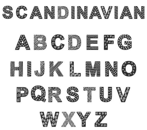 Abeceda, skandinávský styl. Černobílý plakát s dětským vtipem — Stockový vektor