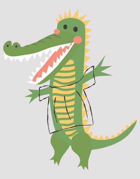 stock vector Cute alligator. Cartoon creative crocodile illustration in scandinavian style. print