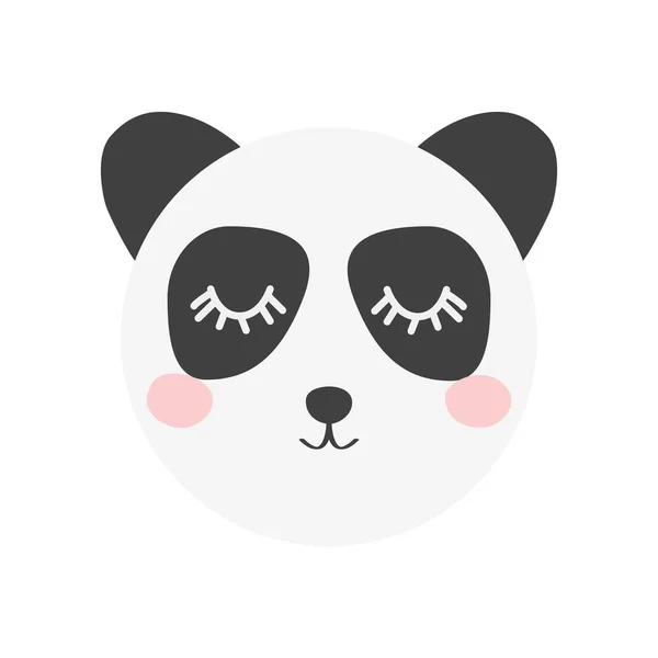 Panda berenportret, kinderkunst, wild pooldier. Decoratie elementen, sticker, ansichtkaart. Scandinavisch design — Stockvector
