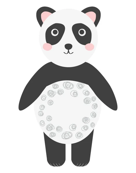 Panda medve portré, gyerekek művészet, vad sarkvidéki állat. Dekorációs elemek, matrica, képeslap. Skandináv dizájn — Stock Vector