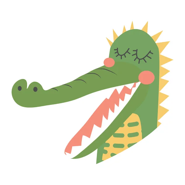 Niedlicher Alligator. Cartoon kreative Krokodilillustration im skandinavischen Stil. drucken — Stockvektor