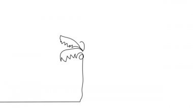 Sahilde palmiye ağaçlarının aralıksız çizilmesinin animasyonu