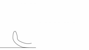 Kendi kendine çizdiği basit animasyon, sürekli tek bir çizgi, kedi yavrusu, sevimli bir hayvan çiziyor..