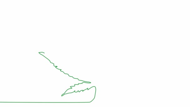 Саморисование анимации непрерывного рисования одной линии изолированного листа конопли, марихуаны — стоковое видео