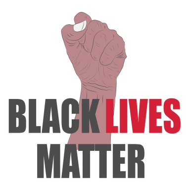 Siyahların Yaşamı Önemlidir. İnsan eli. Yumruğunu kaldır. Kız Gücü. Feminizm kavramı. poster tasarımı.