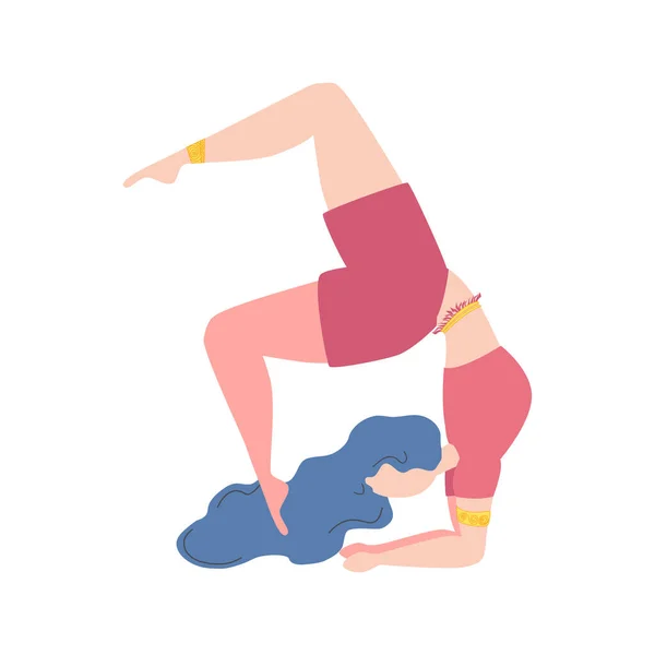 Frau Pose Yoga Meditationskonzept Gesundheitliche Vorteile Für Den Körper Kontrolle — Stockvektor