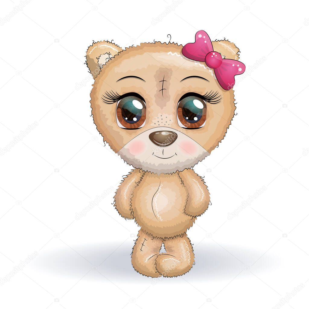 Cute bear cartoon hand drawn vector illustration. print t-shirts, baby clothes fashion design, baby shower invitation card.