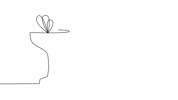 Self drawing animation of one line drawing of isolated object - cocktail glass — Stock Video