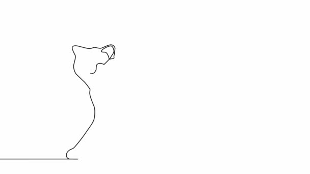 Αυτοσχέδιο απλό animation της ενιαίας συνεχούς μία γραμμή σχέδιο γατάκι κατοικίδιο ζώο γάτα χαριτωμένο. Σχέδιο με το χέρι — Αρχείο Βίντεο