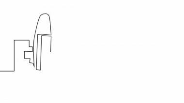 Büyük bir şehrin siluetinin ana hatlarının sürekli çizimi.