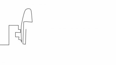 Büyük bir şehrin siluetinin ana hatlarının sürekli çizimi.