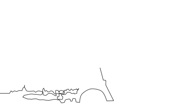 Vlastní kreslení animace Eiffelovy věže. Kontinuální jednořádkový výkres - stock záběry