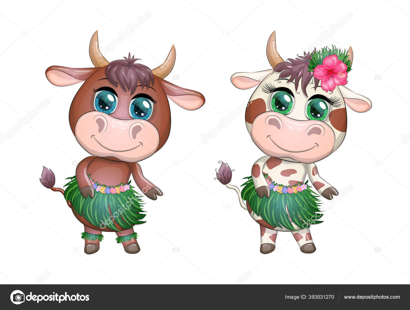 Pair Cute Cartoon Bull Cow Beautiful Eyes Character Hawaiian Hula Stock Vector Image by ©Michiru13 #393531270 Pair Cute Cartoon Bull Cow Beautiful Eyes Character Hawaiian Hula Stock Vector Image by ©Michiru13 #393531270
