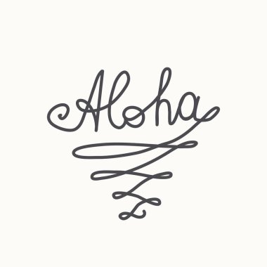 Aloha sörf harfleri. Hawaii tropikal el yapımı egzotik tasarımı. Yaz, güneş, su sıçratma, klasik doku.