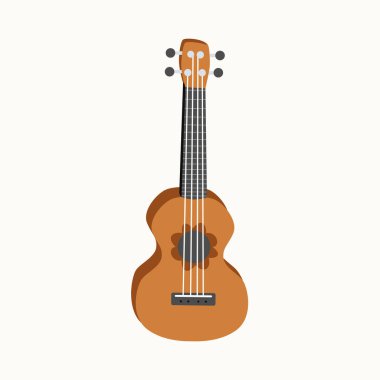 Ukulele düz tasarım, arka planda dört telli gitar çizimi