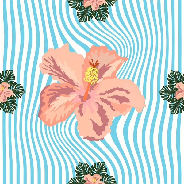 Mano Dibujar Flor Tropical Flor Racimo Sin Costuras Patrón Fondo — Vector de stock