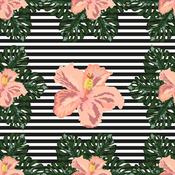 Mano Dibujar Flor Tropical Flor Racimo Sin Costuras Patrón Fondo — Vector de stock