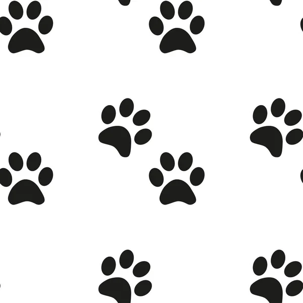 Black and white seamless pattern with paw prints. Abstract background, animal footprint