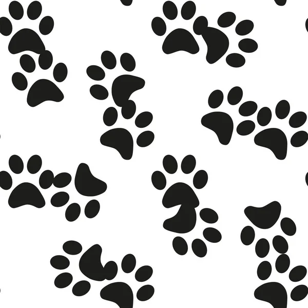 Animal Footprint Seamless Pattern Black White Seamless Pattern Paw Prints — Stock Vector