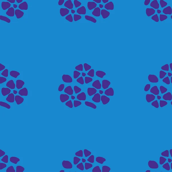 Bunte Florale Nahtlose Muster Mit Einfachen Blumen Cyan Und Blautönen — Stockvektor