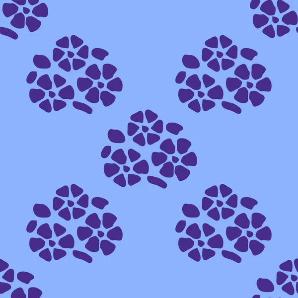 Bunte Florale Nahtlose Muster Mit Einfachen Blumen Cyan Und Blautönen — Stockvektor