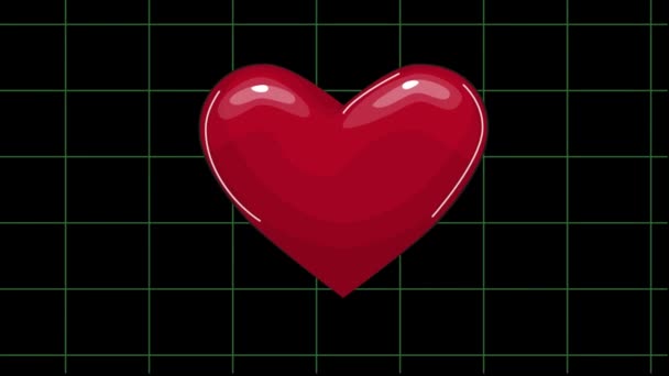 Heartbeat οθόνη EKG γραμμή οθόνη δείχνει heartthrob, χωρίς ραφή βρόχο ηλεκτροκαρδιογράφημα ιατρική οθόνη — Αρχείο Βίντεο