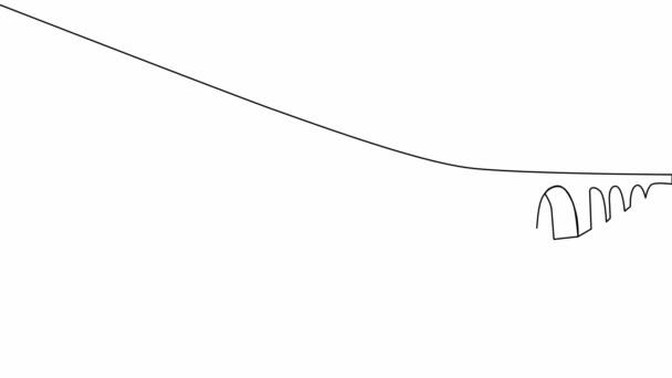 Self-drawing a simple animation of one continuous drawing of one line of a viaduct bridge — Stock Video